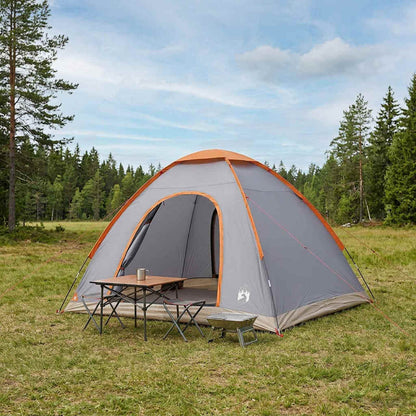 vidaXL Camping Tent 4-Person Grey and Orange - 275 x 215 x 125 cm