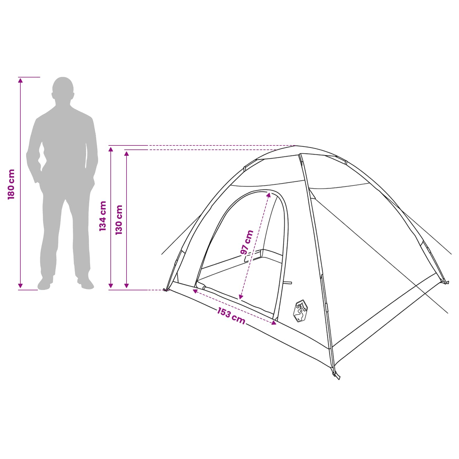 vidaXL Camping Tent 4-Person Grey and Orange - 275 x 215 x 125 cm
