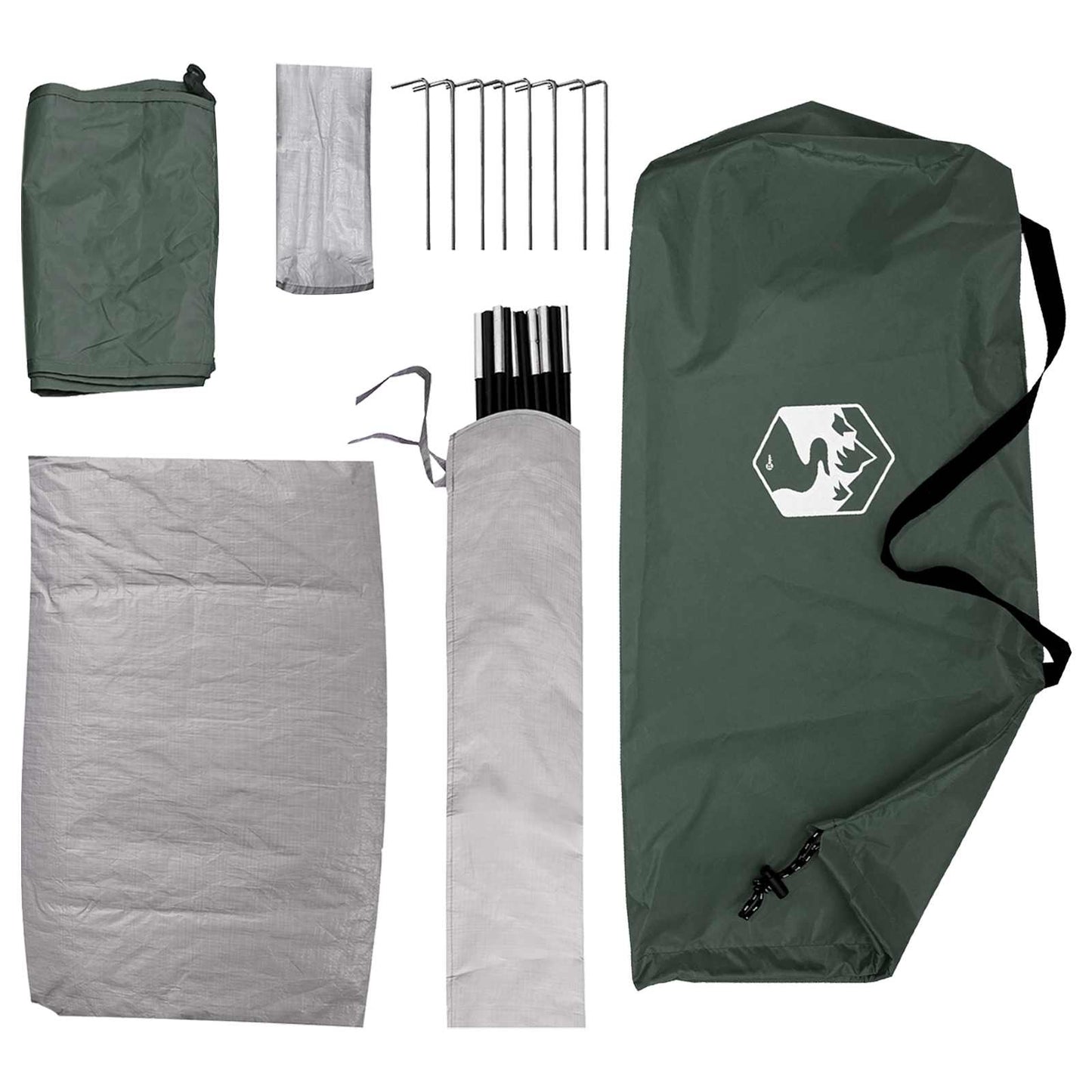 vidaXL Camping Tent 4-Person Army Green 185T Polyester with PU coating - 275 x 215 x 125 cm