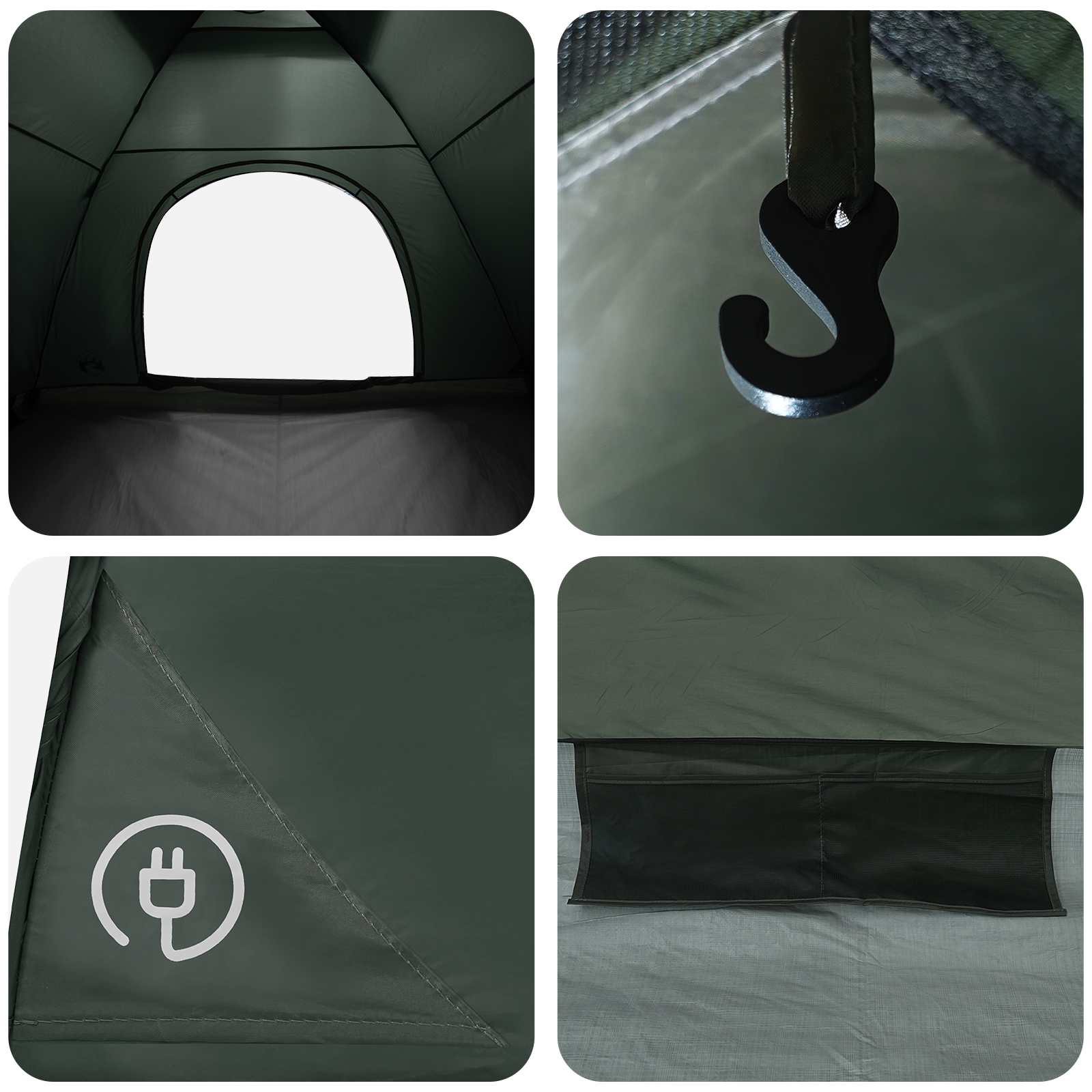 vidaXL Camping Tent 4-Person Army Green 185T Polyester with PU coating - 275 x 215 x 125 cm