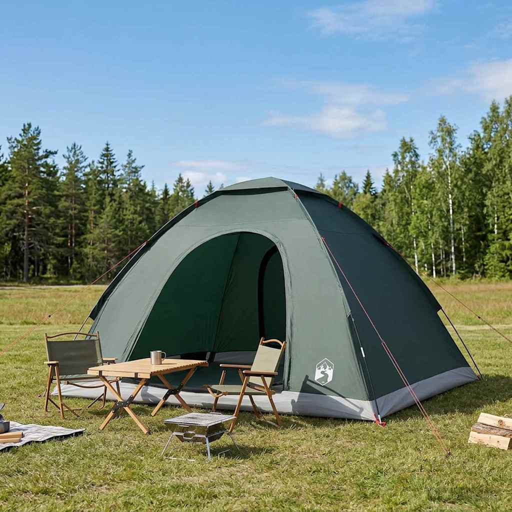 vidaXL Camping Tent 4-Person Army Green 185T Polyester with PU coating - 275 x 215 x 125 cm