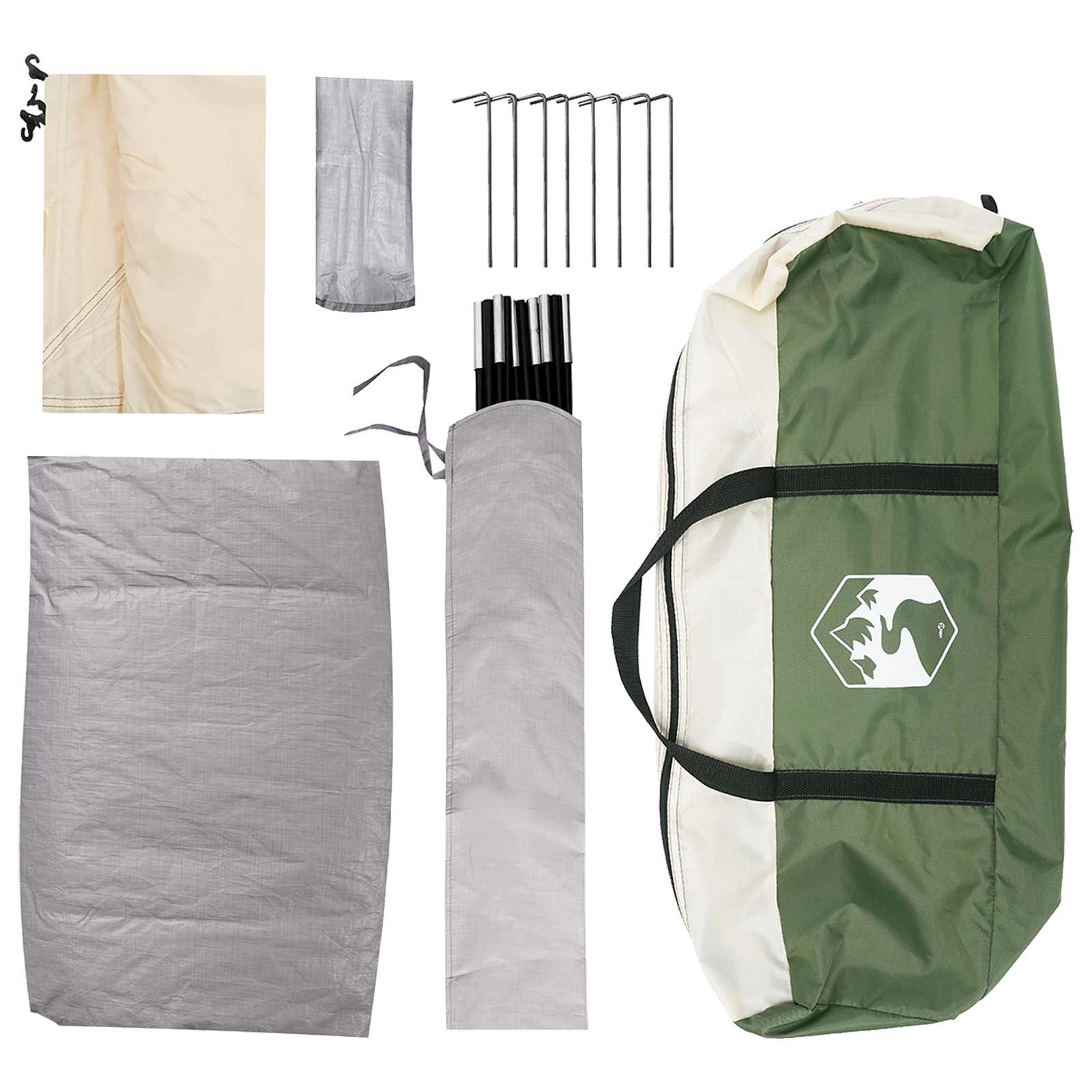 vidaXL Camping Tent 6-Person Green 185T Polyester with PU coating - 335 x 275 x 180 cm