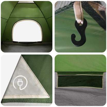 vidaXL Camping Tent 6-Person Green 185T Polyester with PU coating - 335 x 275 x 180 cm