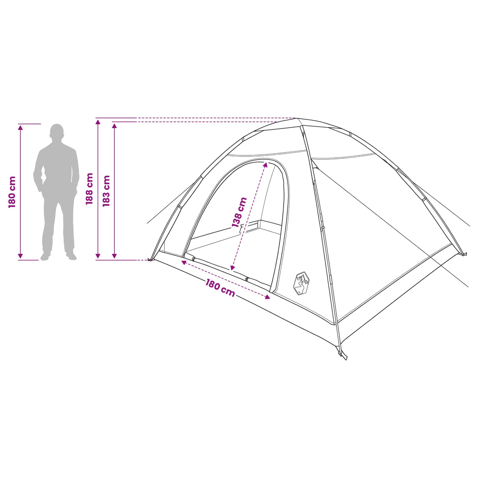 vidaXL Camping Tent 6-Person Green 185T Polyester with PU coating - 335 x 275 x 180 cm