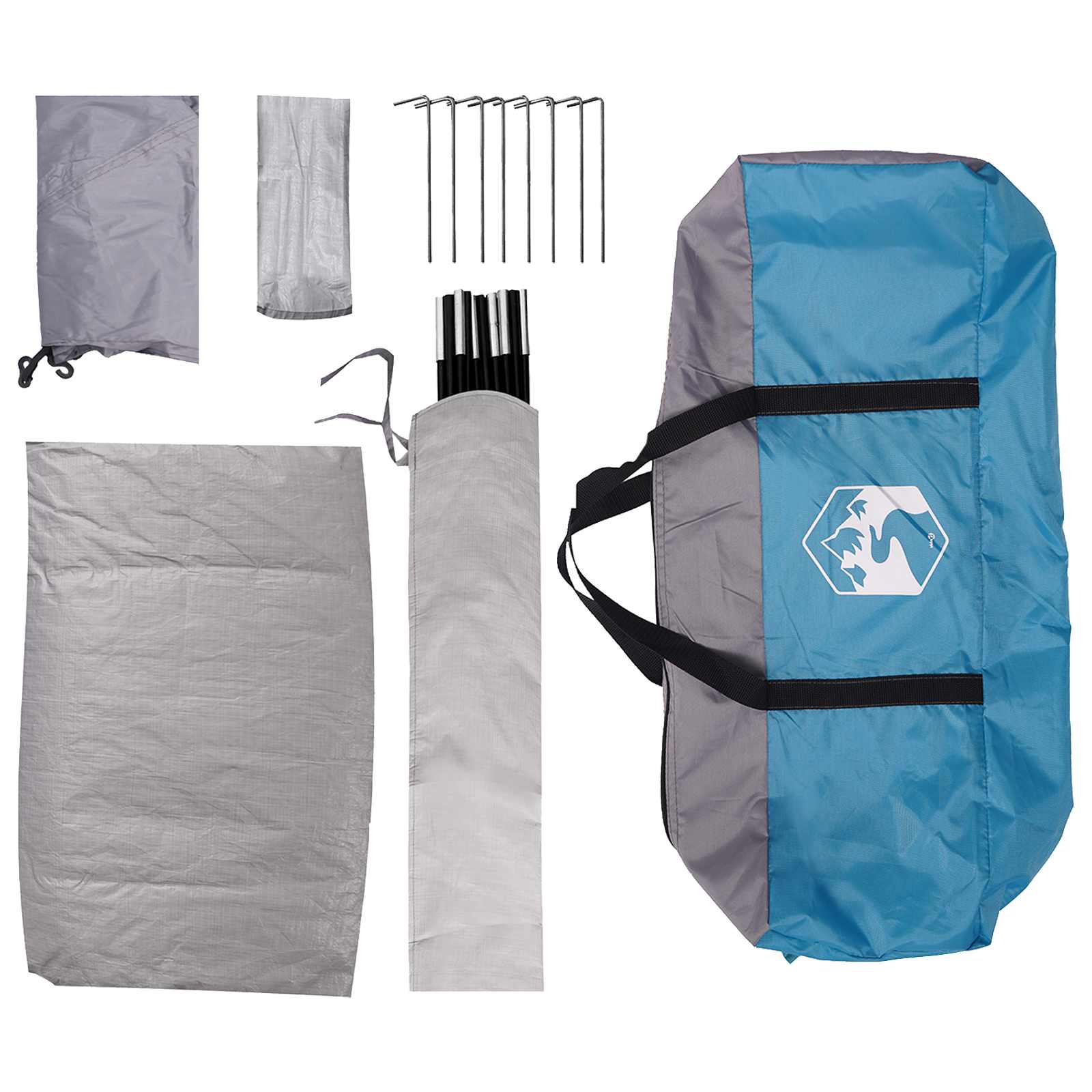 vidaXL Camping Tent 6-Person Blue 185T Polyester with PU coating - 335 x 275 x 180 cm