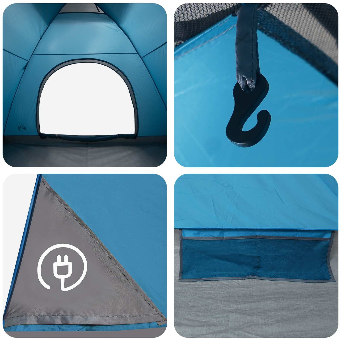 vidaXL Camping Tent 6-Person Blue 185T Polyester with PU coating - 335 x 275 x 180 cm