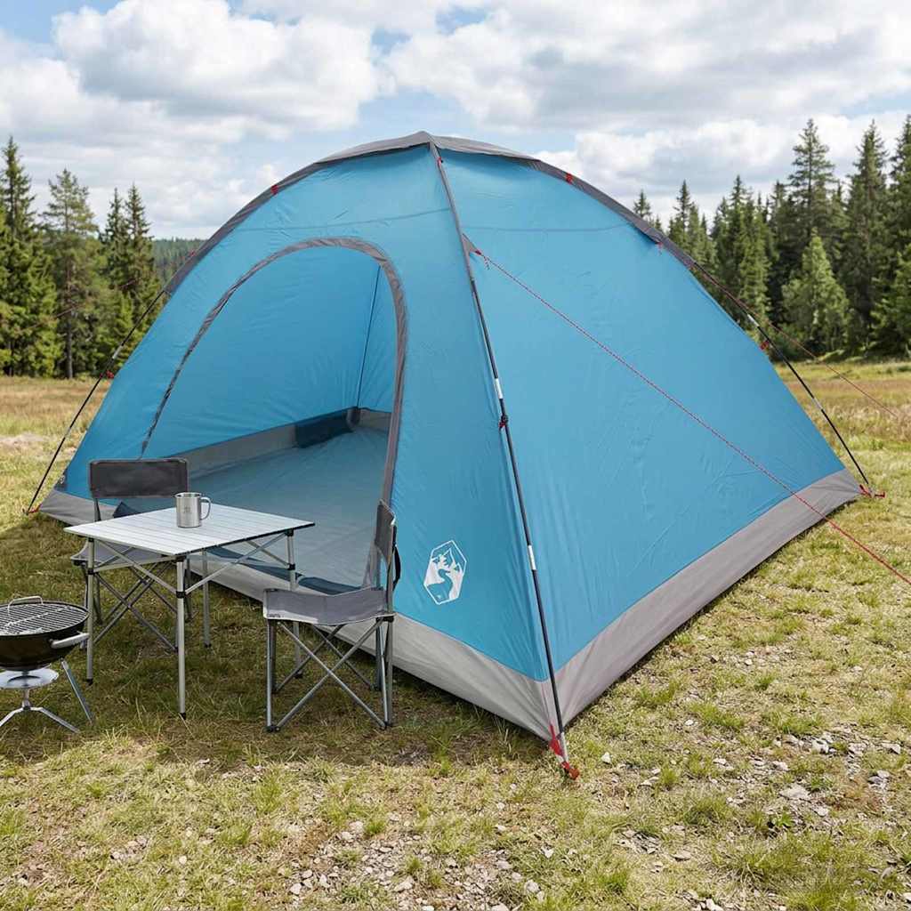 vidaXL Camping Tent 6-Person Blue 185T Polyester with PU coating - 335 x 275 x 180 cm