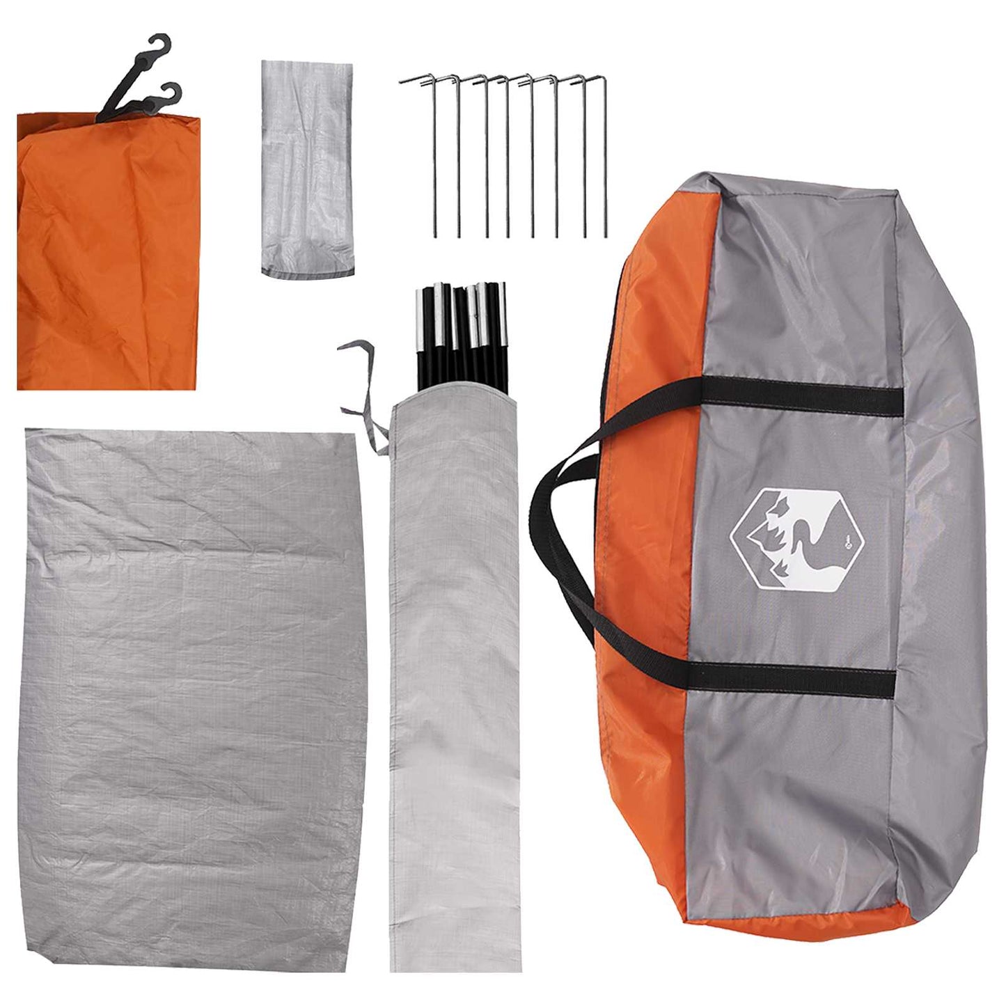 vidaXL Camping Tent 6-Person Grey and Orange - 335 x 275 x 180 cm