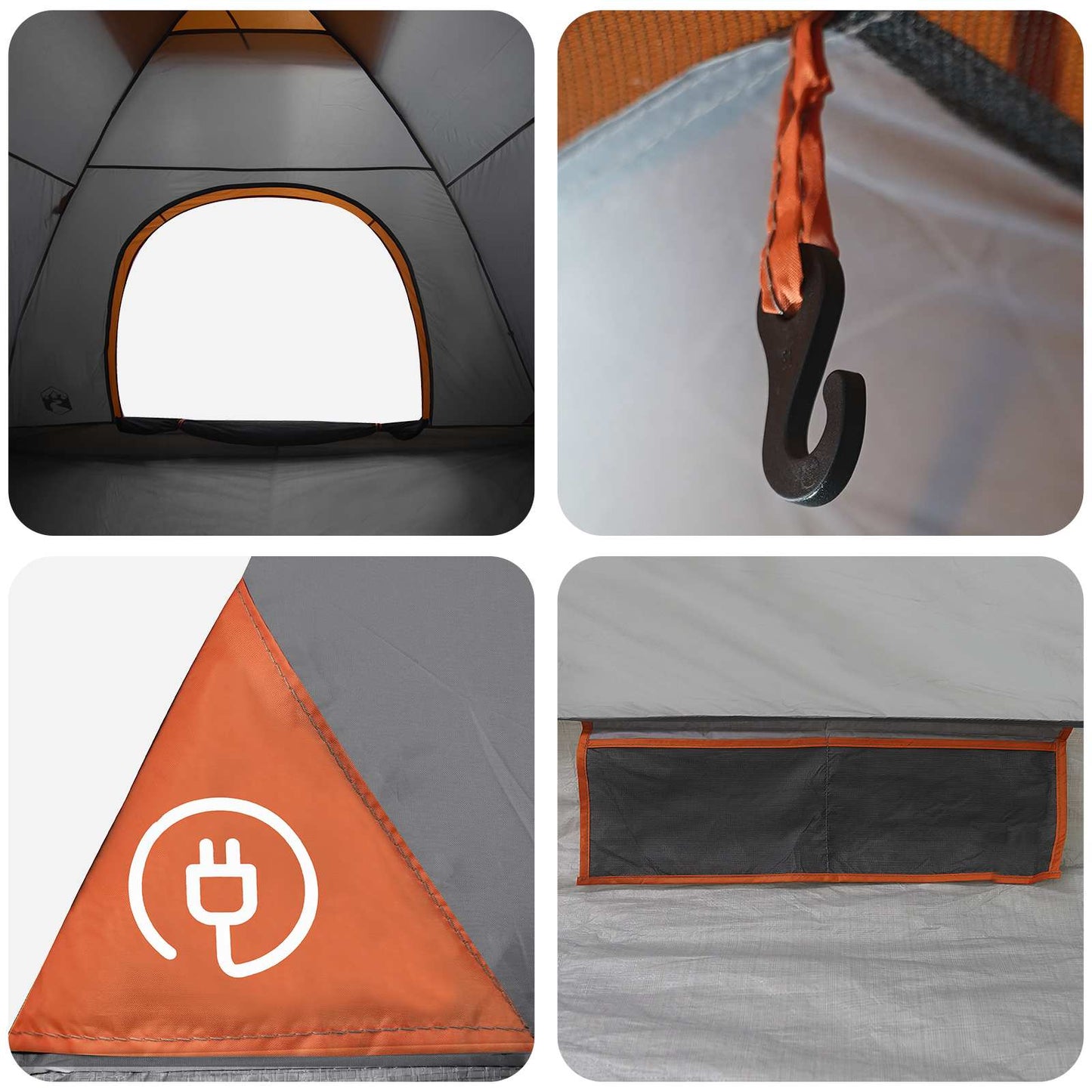 vidaXL Camping Tent 6-Person Grey and Orange - 335 x 275 x 180 cm