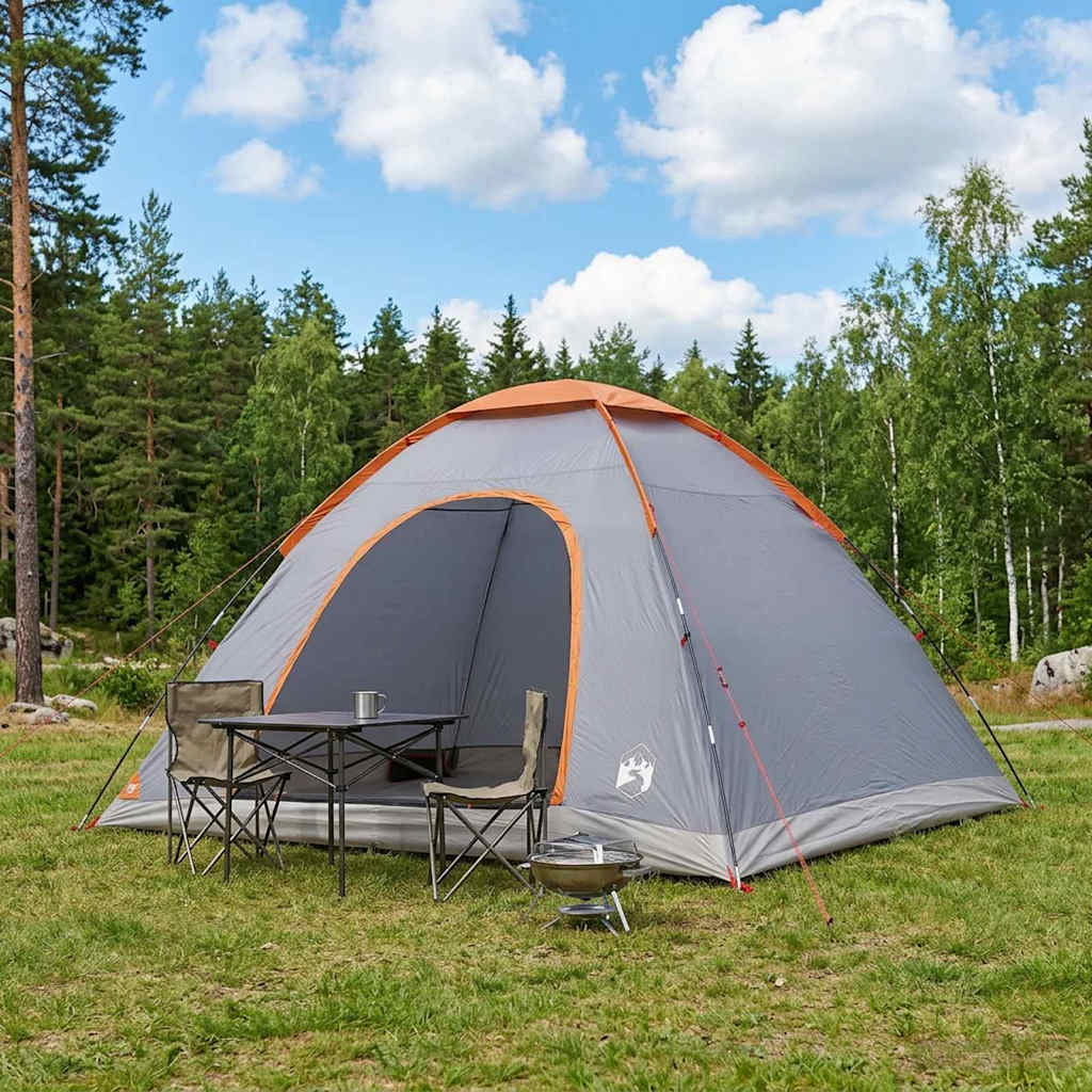 vidaXL Camping Tent 6-Person Grey and Orange - 335 x 275 x 180 cm