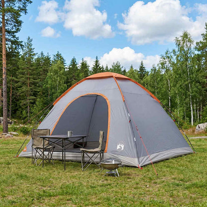 vidaXL Camping Tent 6-Person Grey and Orange - 335 x 275 x 180 cm