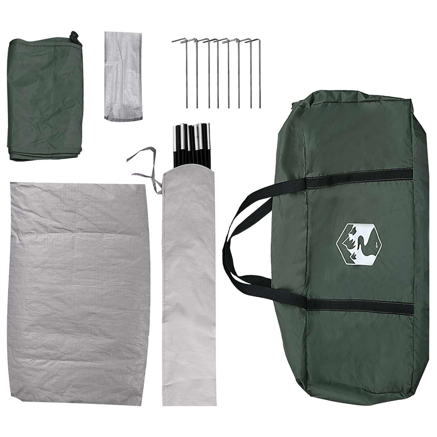 vidaXL Camping Tent 6-Person Army Green 185T Polyester with PU coating - 335 x 275 x 180 cm