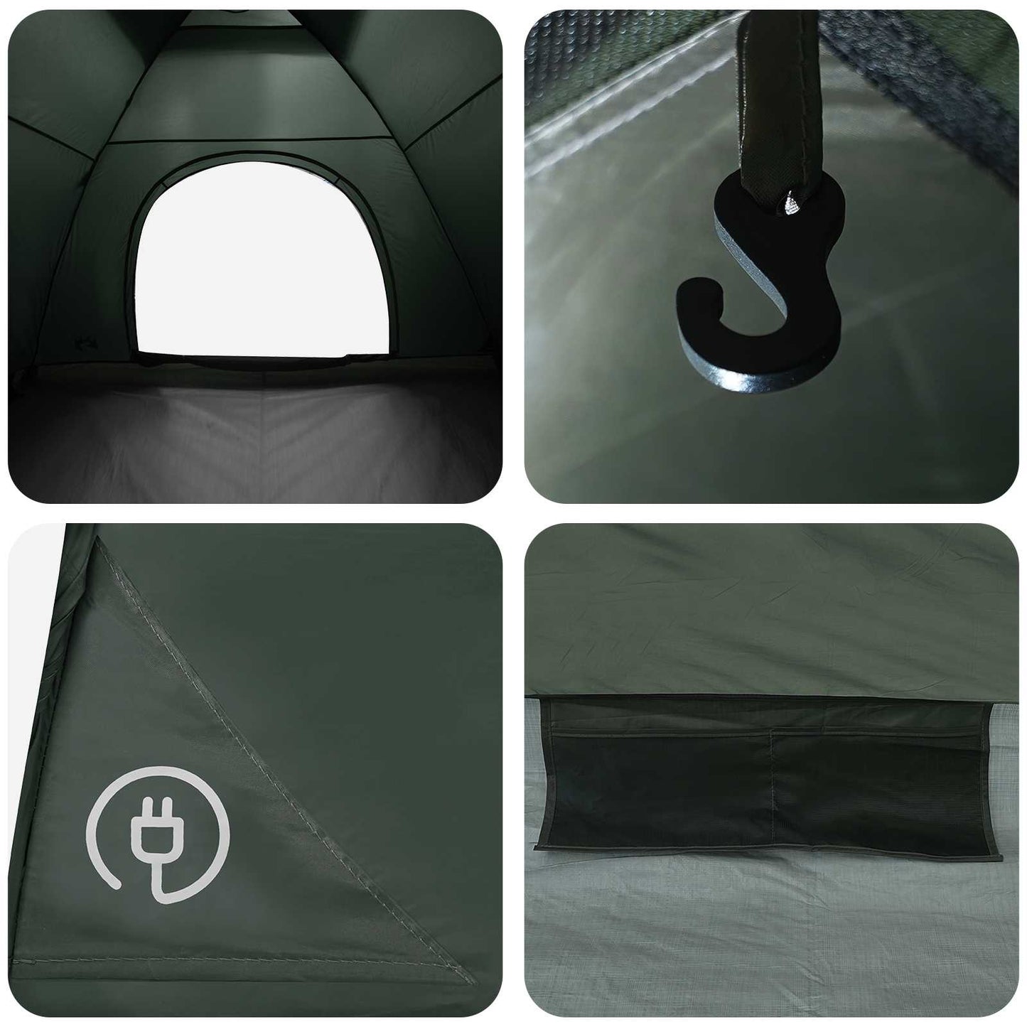 vidaXL Camping Tent 6-Person Army Green 185T Polyester with PU coating - 335 x 275 x 180 cm