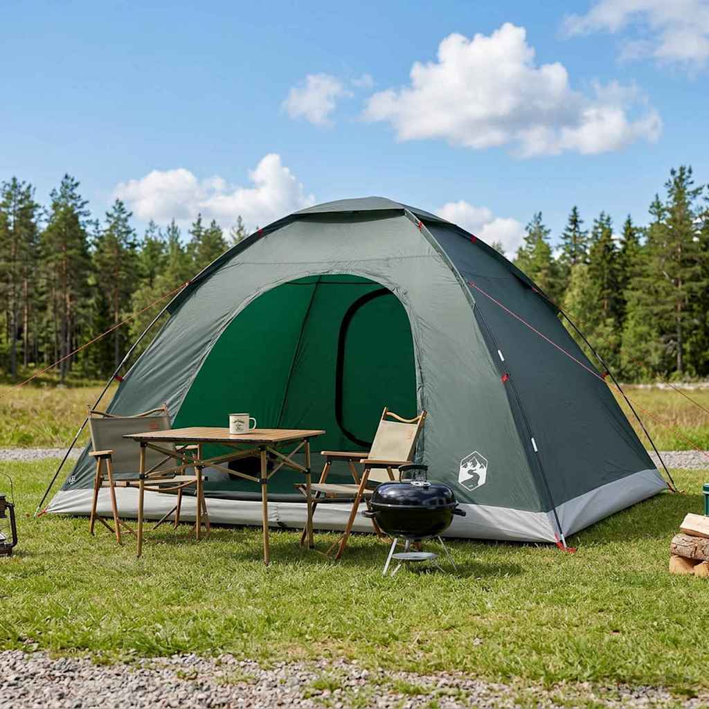 vidaXL Camping Tent 6-Person Army Green 185T Polyester with PU coating - 335 x 275 x 180 cm