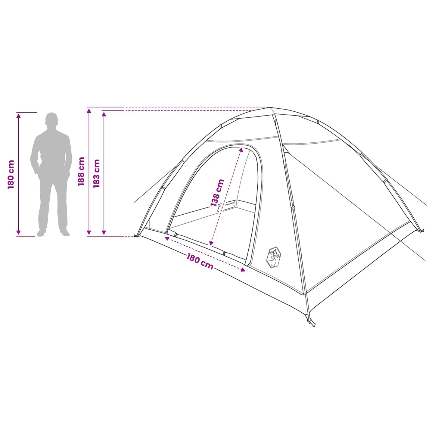 vidaXL Camping Tent 6-Person White Blackout - 335 x 275 x 180 cm