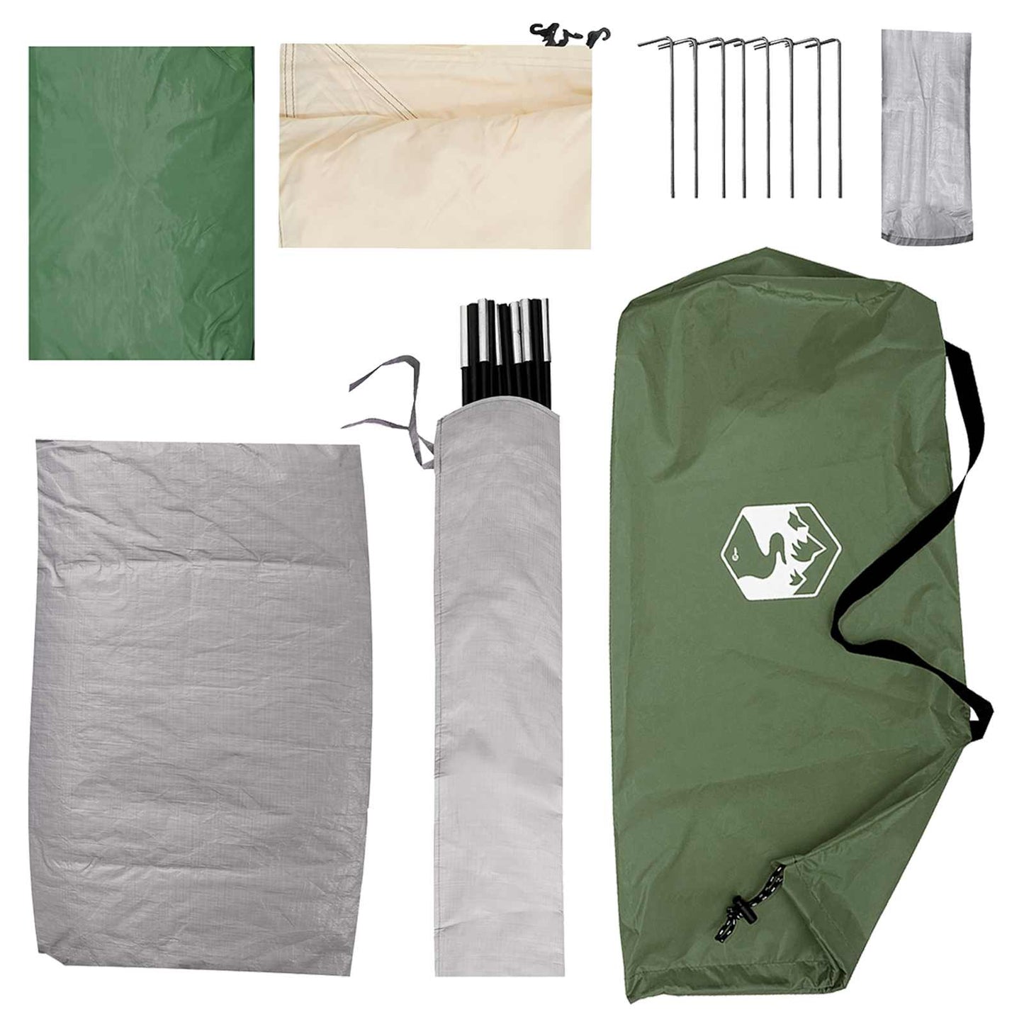 vidaXL Camping Tent 2-Person Green Polyester and Steel