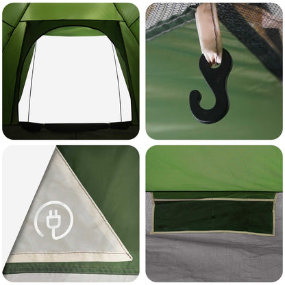 vidaXL Camping Tent 2-Person Green Polyester and Steel