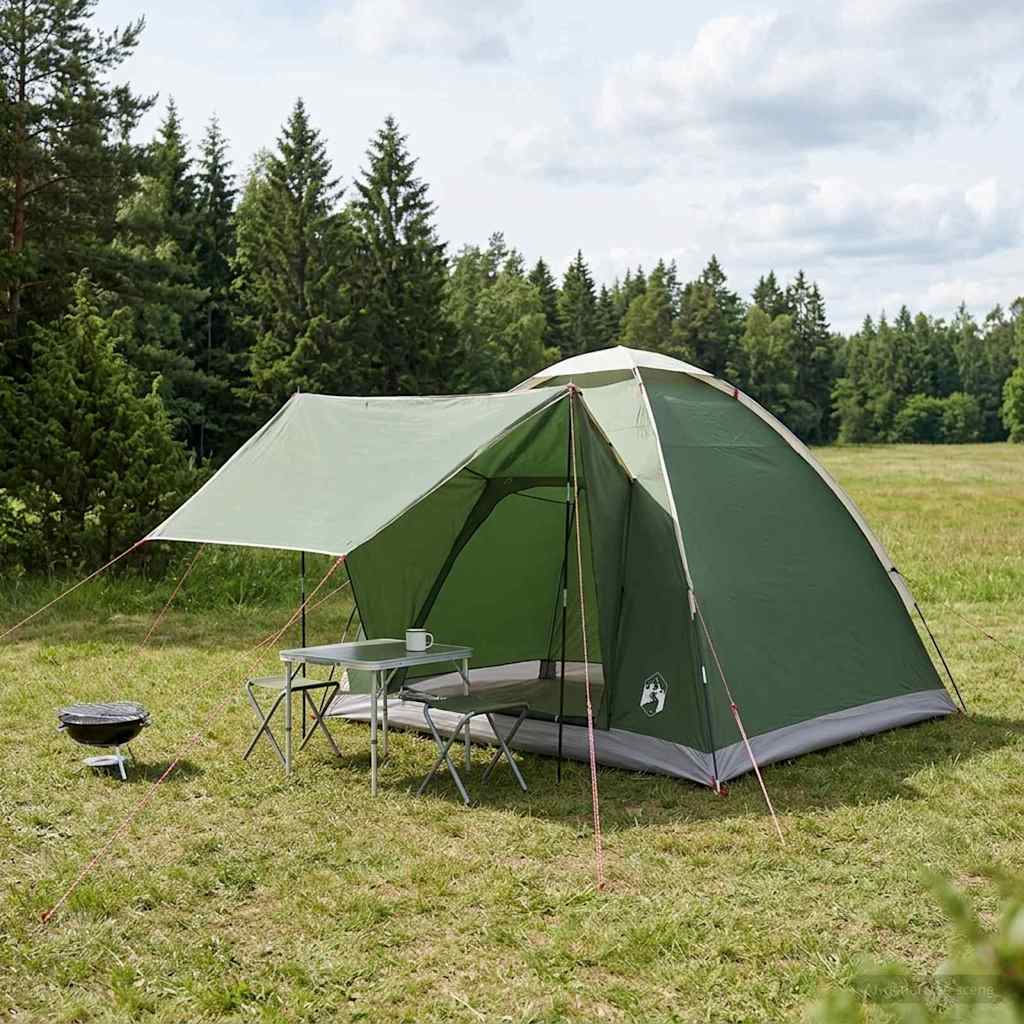 vidaXL Camping Tent 2-Person Green Polyester and Steel