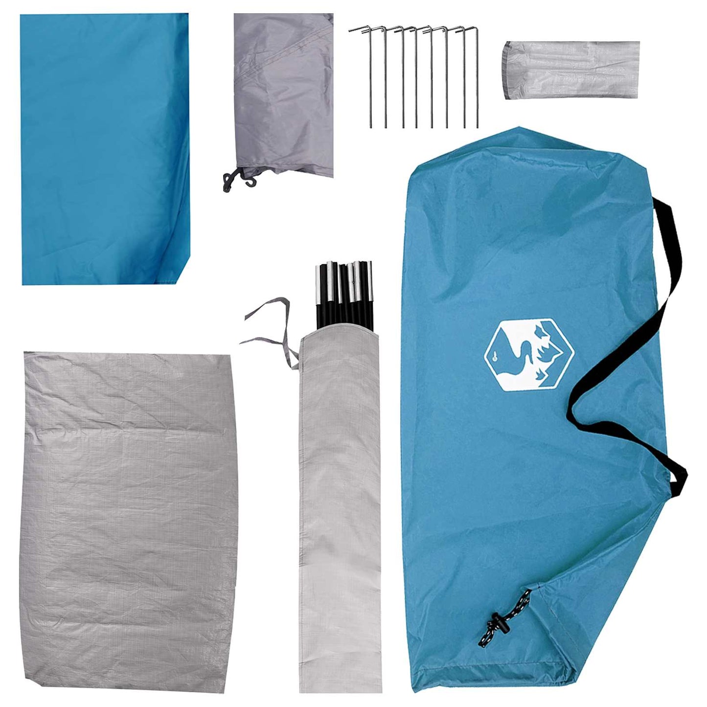 vidaXL Camping Tent 2-Person Blue Polyester and Steel