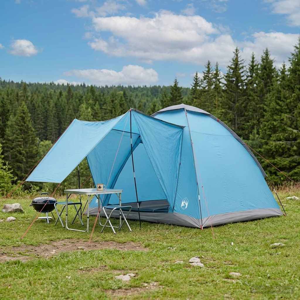 vidaXL Camping Tent 2-Person Blue Polyester and Steel