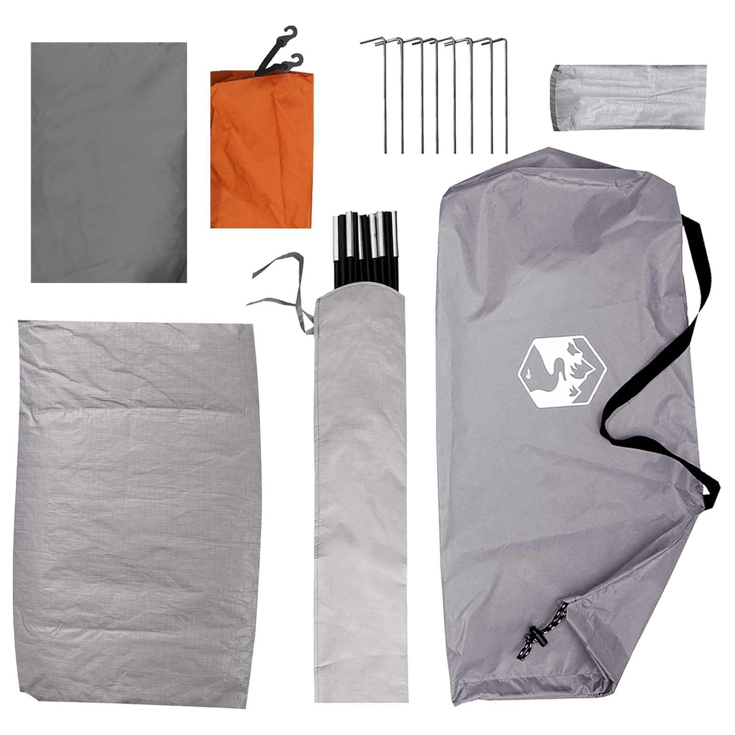 vidaXL Camping Tent 2-Person Grey and Orange Polyester and Steel