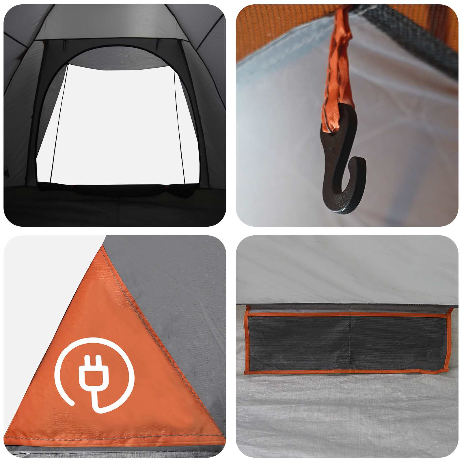 vidaXL Camping Tent 2-Person Grey and Orange Polyester and Steel