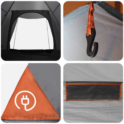 vidaXL Camping Tent 2-Person Grey and Orange Polyester and Steel