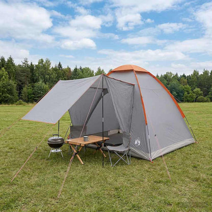 vidaXL Camping Tent 2-Person Grey and Orange Polyester and Steel