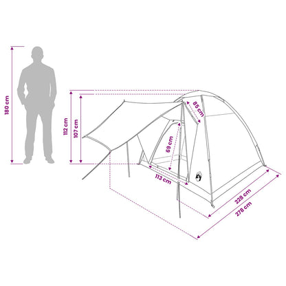 vidaXL Camping Tent 2-Person Grey and Orange Polyester and Steel