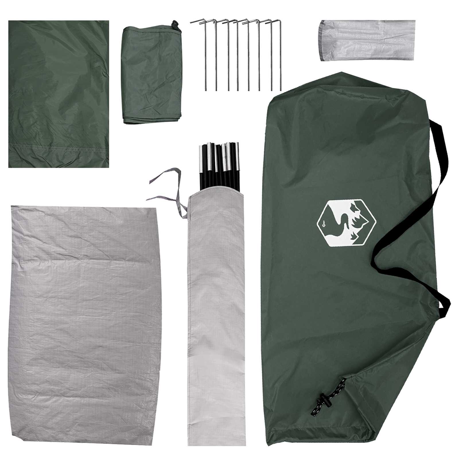 vidaXL Camping Tent 2-Person Army Green Polyester and Steel - 190 x 140 x 105 cm