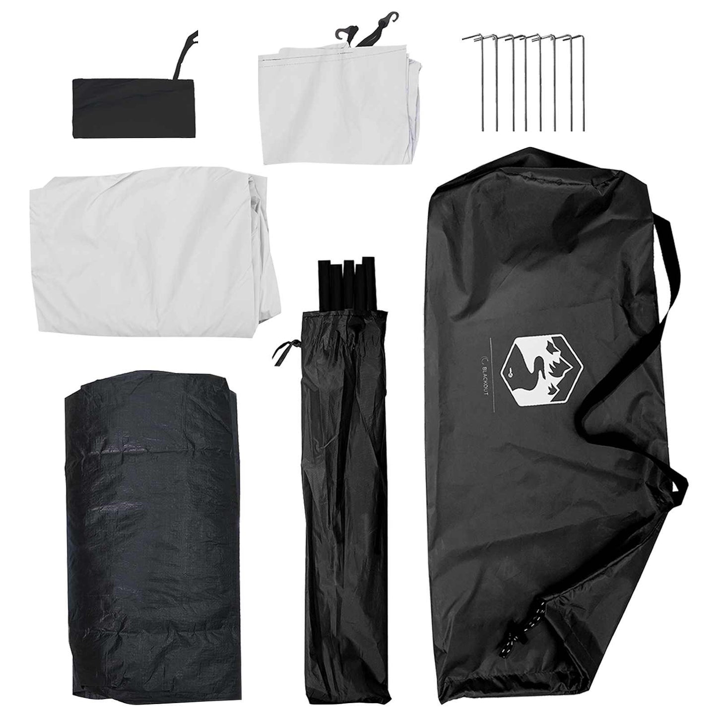 vidaXL Camping Tent 2-Person White Blackout Polyester and Steel - 190 x 140 x 105 cm