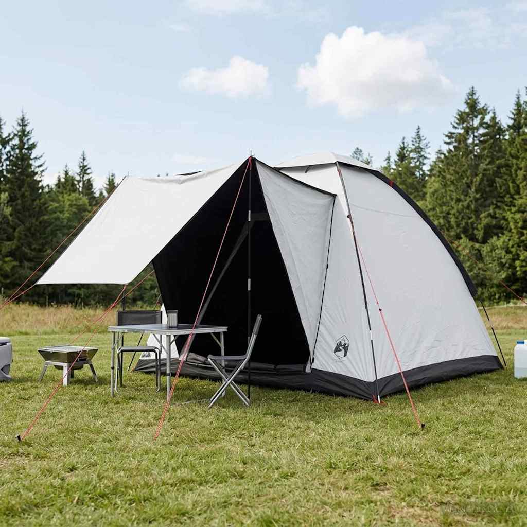 vidaXL Camping Tent 2-Person White Blackout Polyester and Steel - 190 x 140 x 105 cm