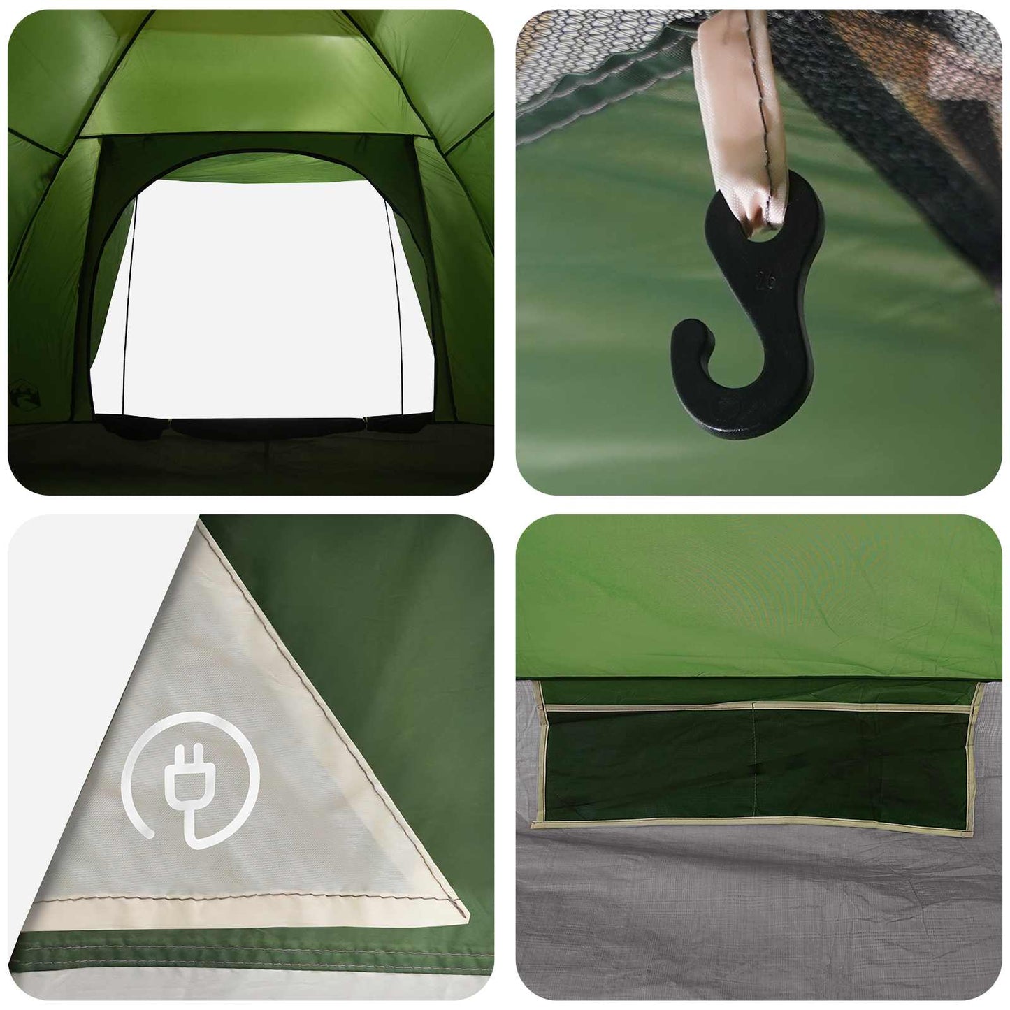 vidaXL Camping Tent 4-Person Green Polyester and Steel