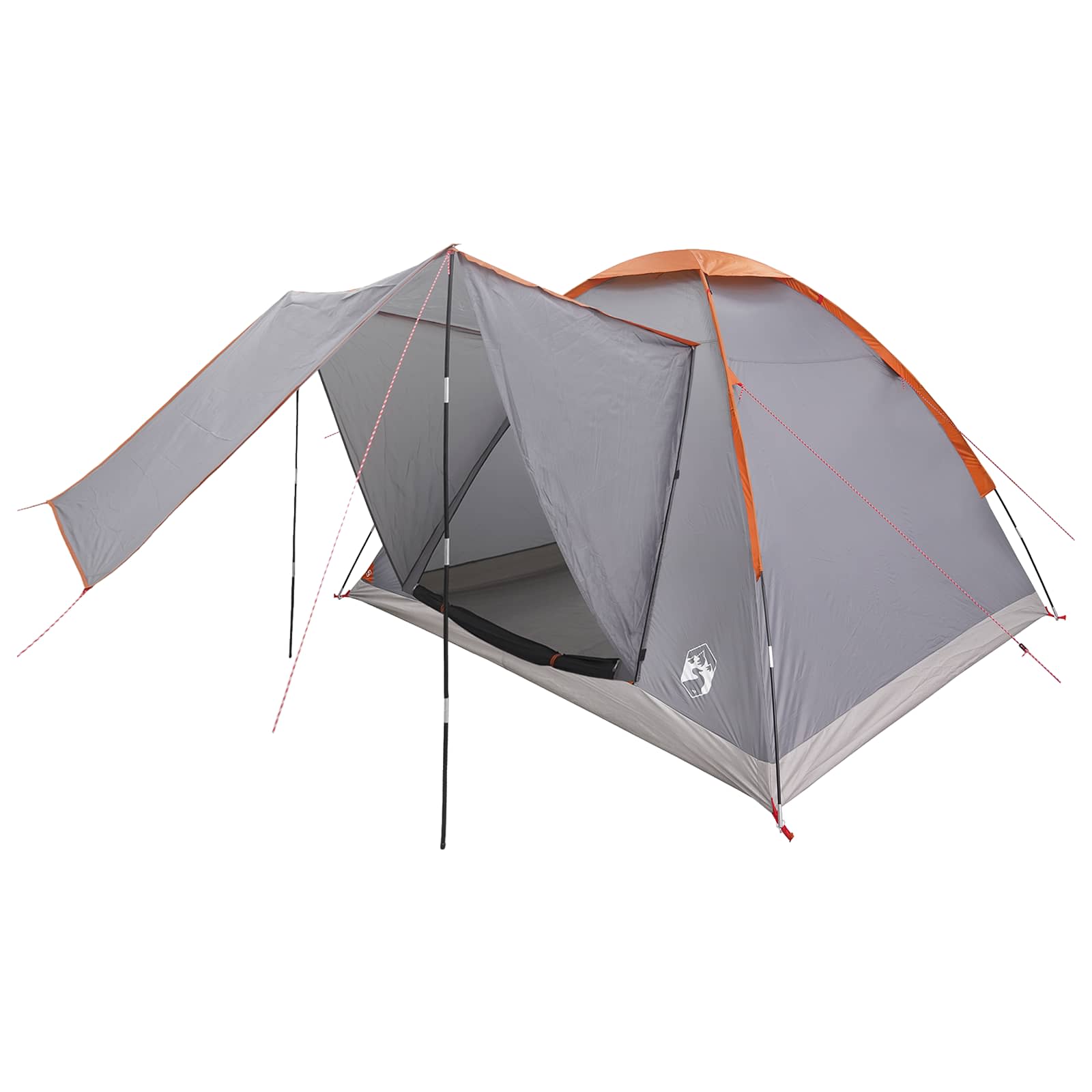 vidaXL Camping Tent 4-Person Grey and Orange Polyester and Steel