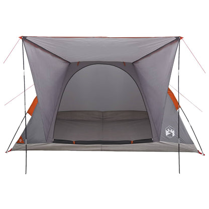 vidaXL Camping Tent 4-Person Grey and Orange Polyester and Steel