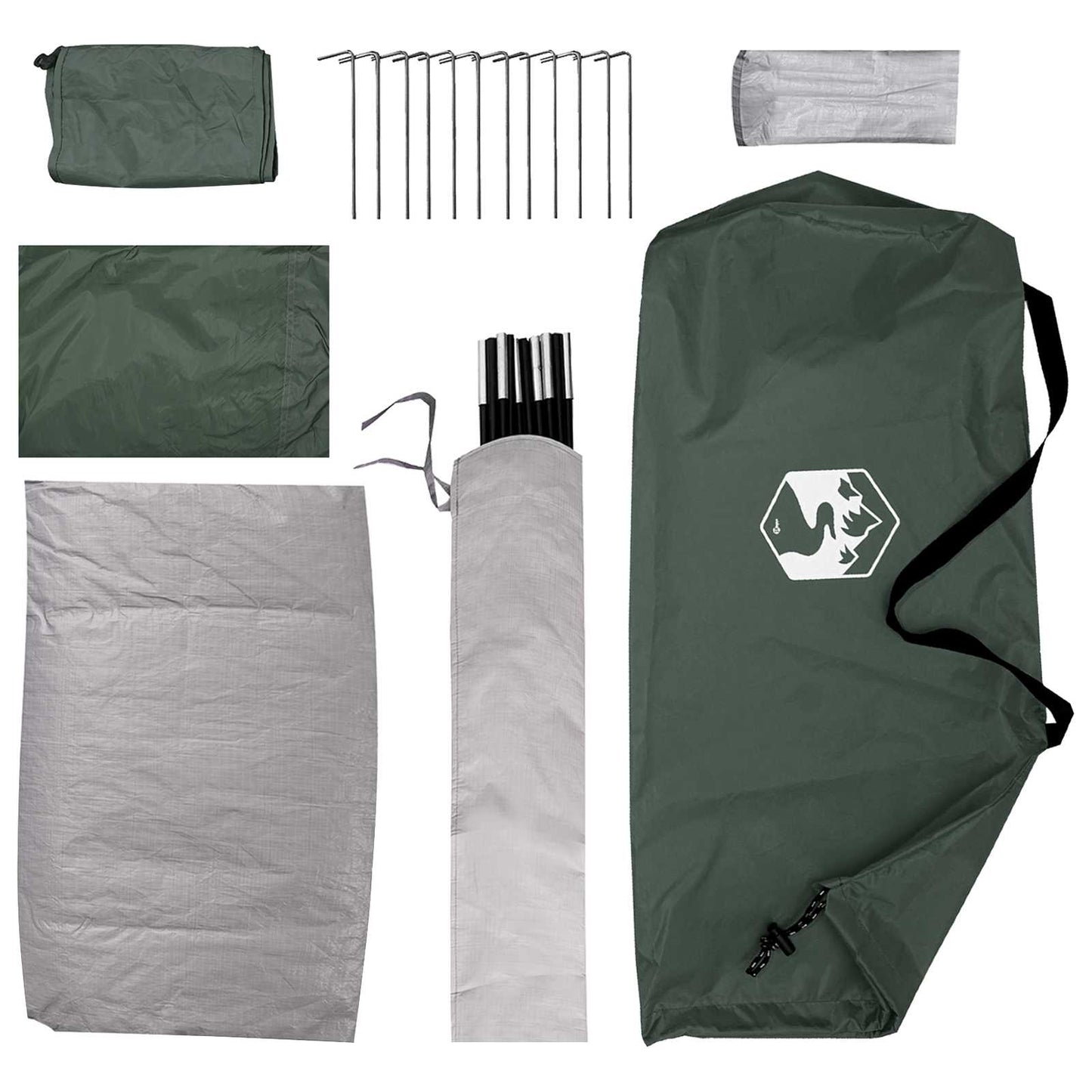 vidaXL Camping Tent 4-Person Army Green Polyester and Steel - 275 x 215 x 125 cm