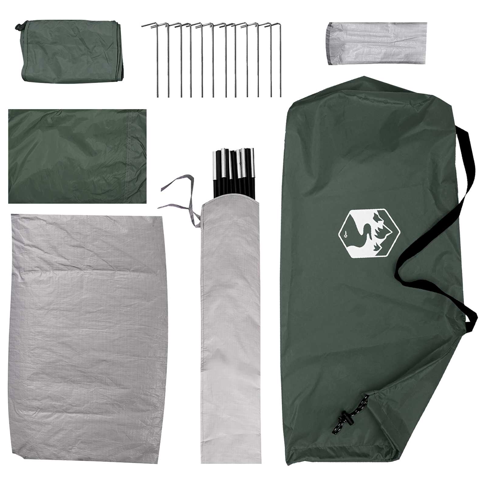 vidaXL Camping Tent 4-Person Army Green Polyester and Steel - 275 x 215 x 125 cm