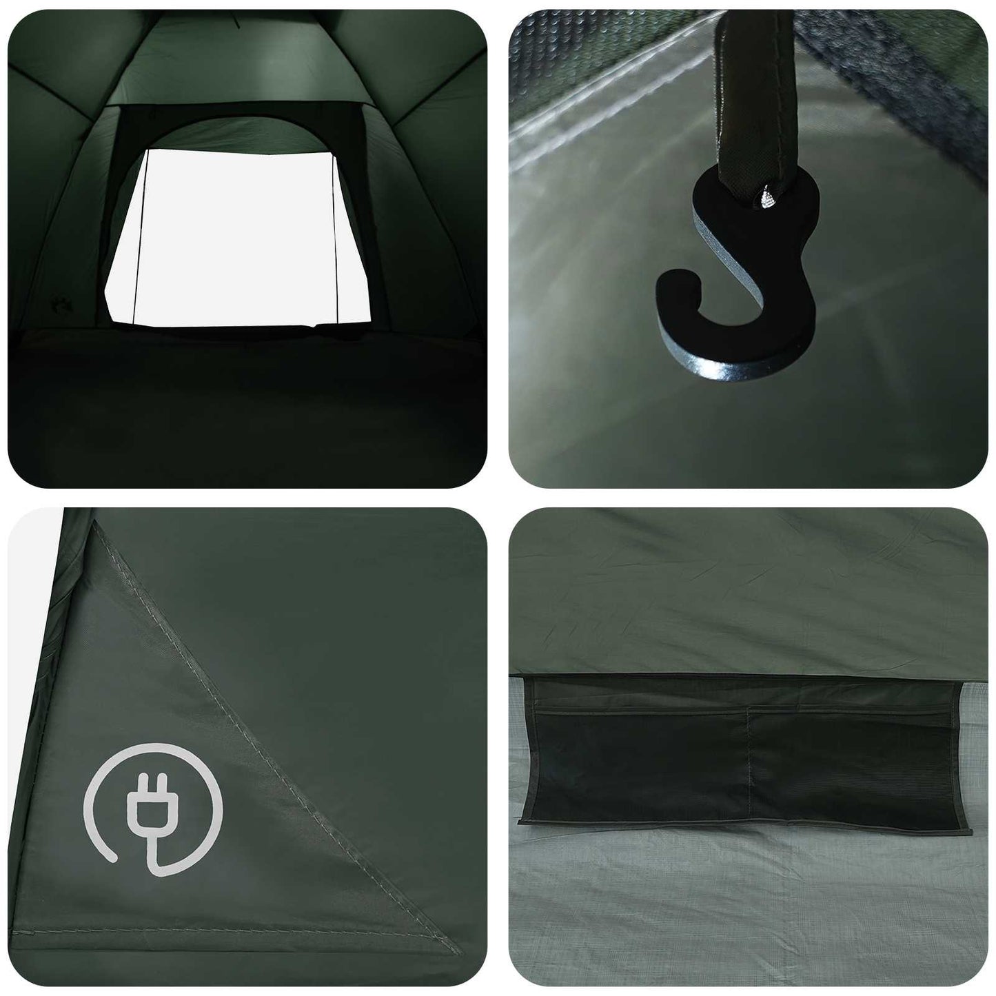 vidaXL Camping Tent 4-Person Army Green Polyester and Steel - 275 x 215 x 125 cm