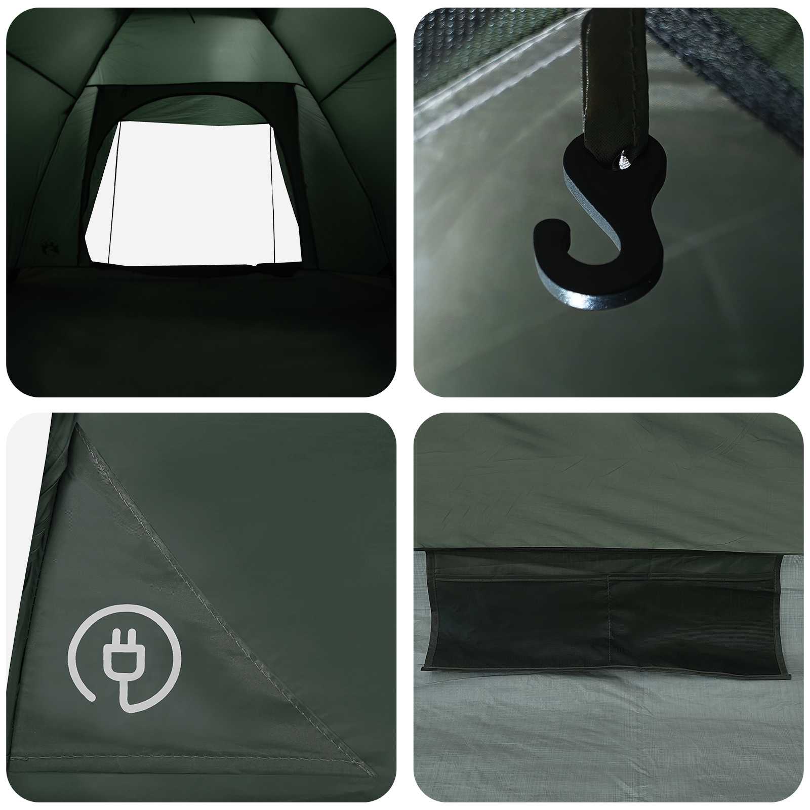 vidaXL Camping Tent 4-Person Army Green Polyester and Steel - 275 x 215 x 125 cm
