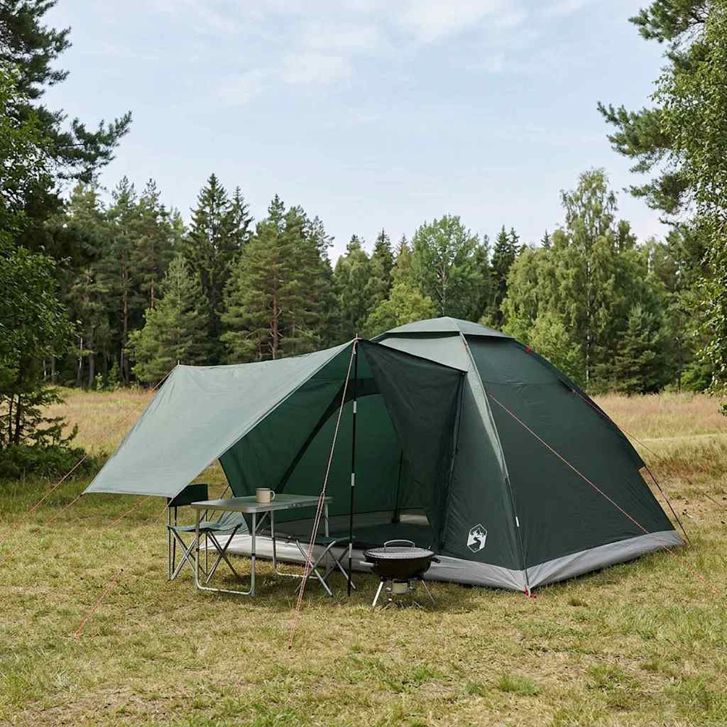 vidaXL Camping Tent 4-Person Army Green Polyester and Steel - 275 x 215 x 125 cm