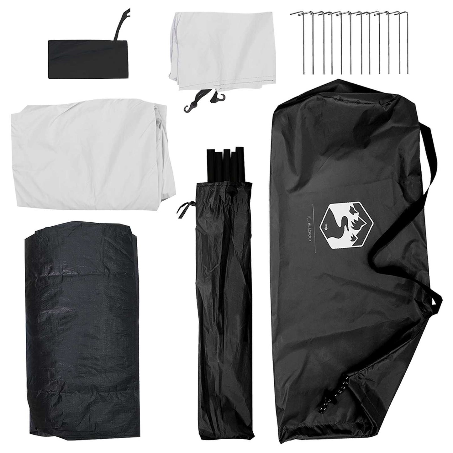 vidaXL Camping Tent 4-Person White Blackout Polyester and Steel - 275 x 215 x 125 cm