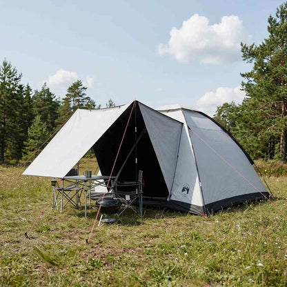 vidaXL Camping Tent 4-Person White Blackout Polyester and Steel - 275 x 215 x 125 cm
