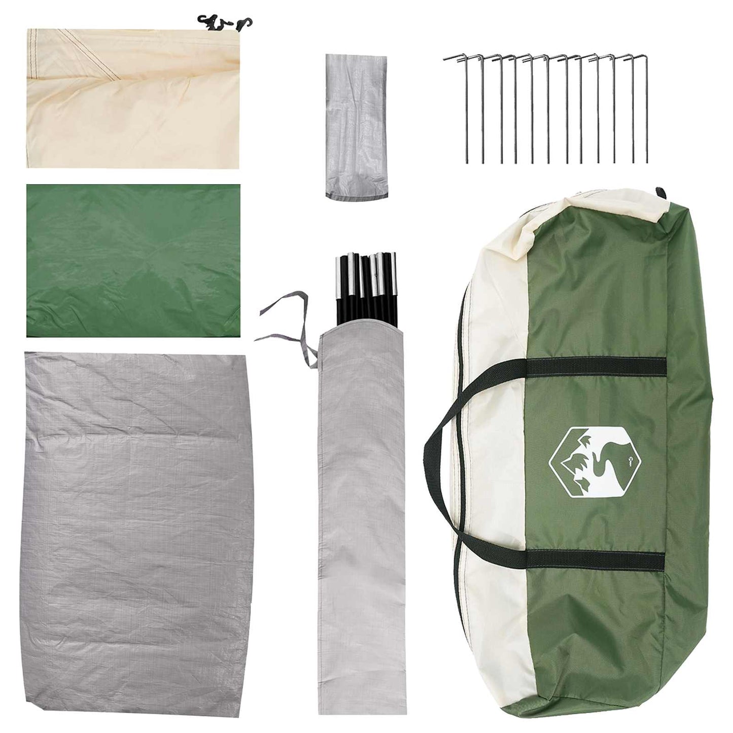 vidaXL Camping Tent 6-Person Green Polyester and Steel