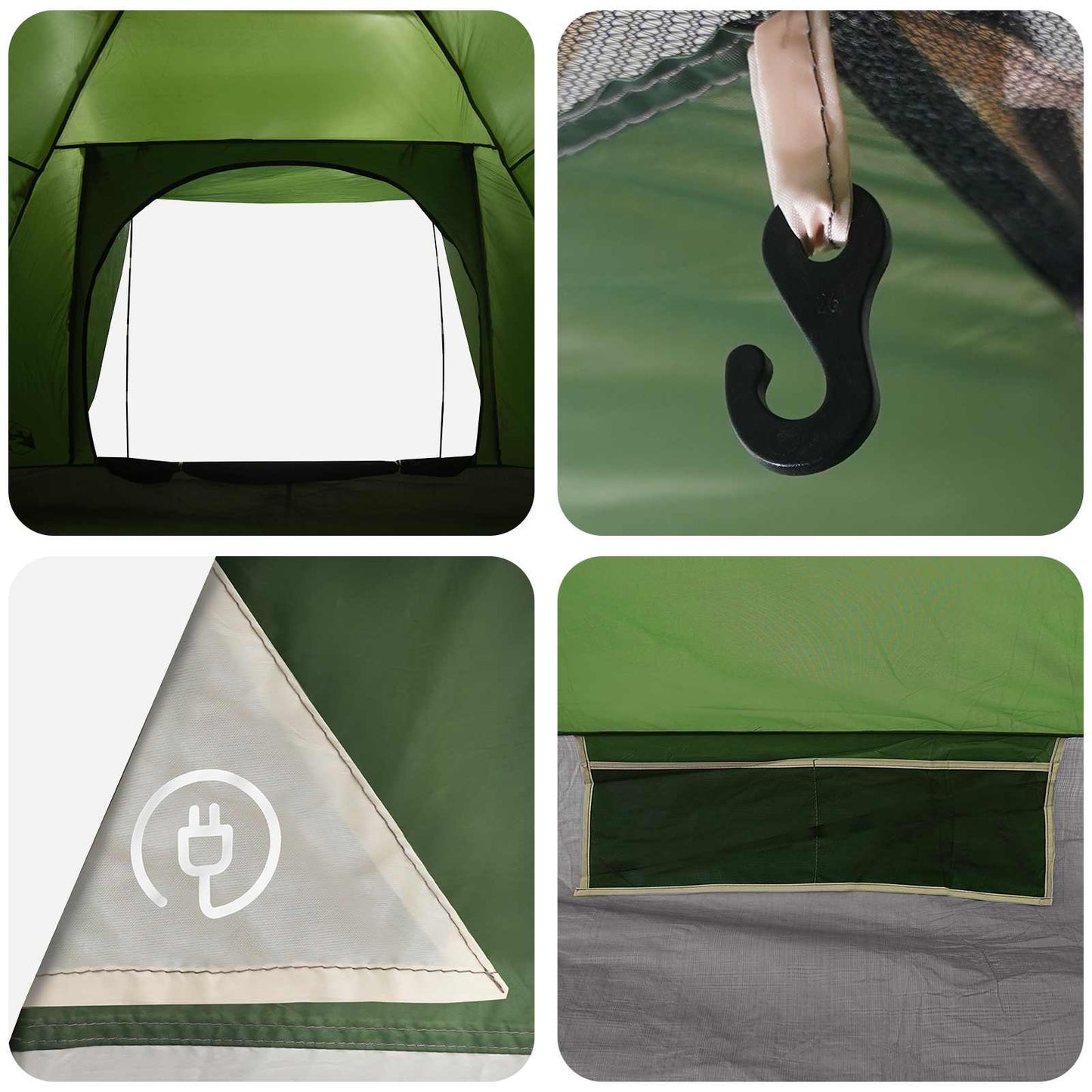 vidaXL Camping Tent 6-Person Green Polyester and Steel