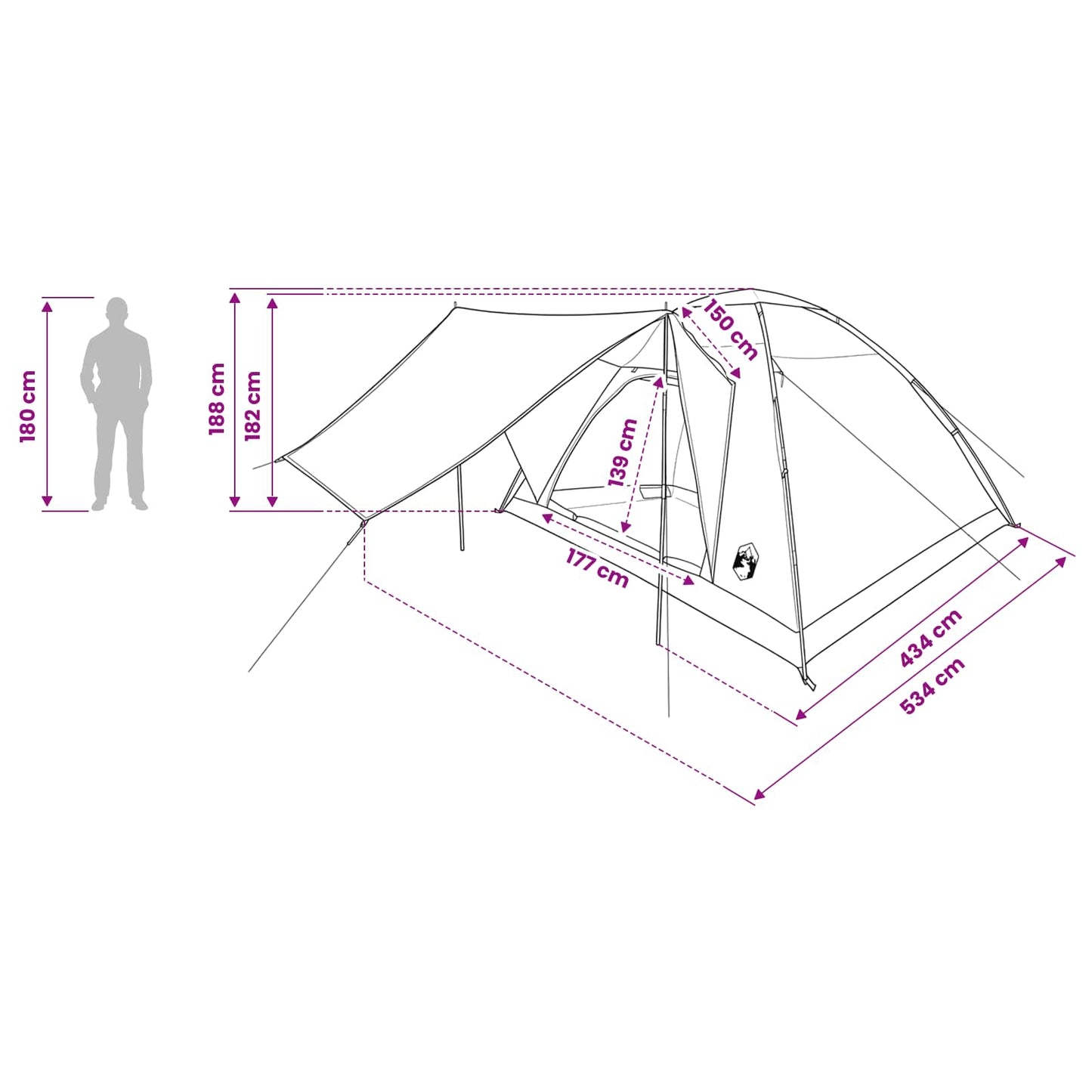 vidaXL Camping Tent 6-Person Green Polyester and Steel