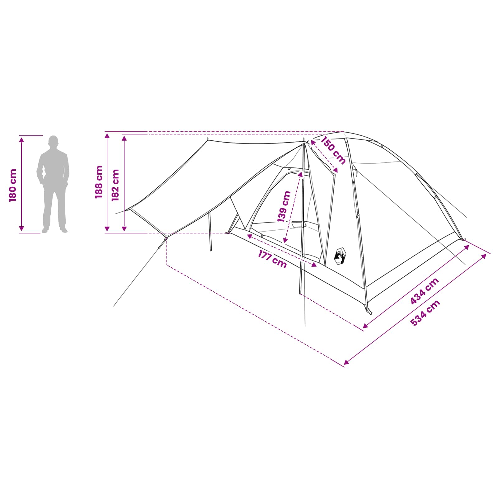 vidaXL Camping Tent 6-Person Blue Polyester and Steel