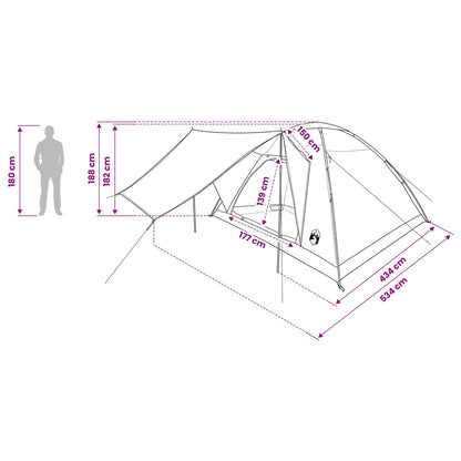 vidaXL Camping Tent 6-Person Blue Polyester and Steel