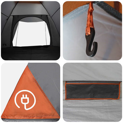 vidaXL Camping Tent 6-Person Grey and Orange Polyester and Steel