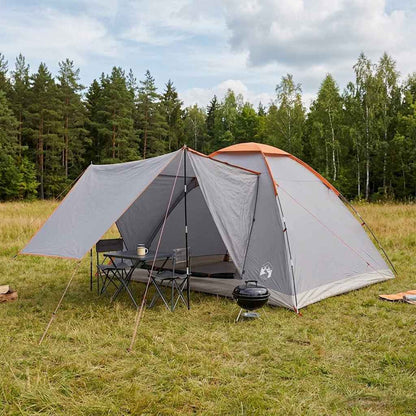 vidaXL Camping Tent 6-Person Grey and Orange Polyester and Steel