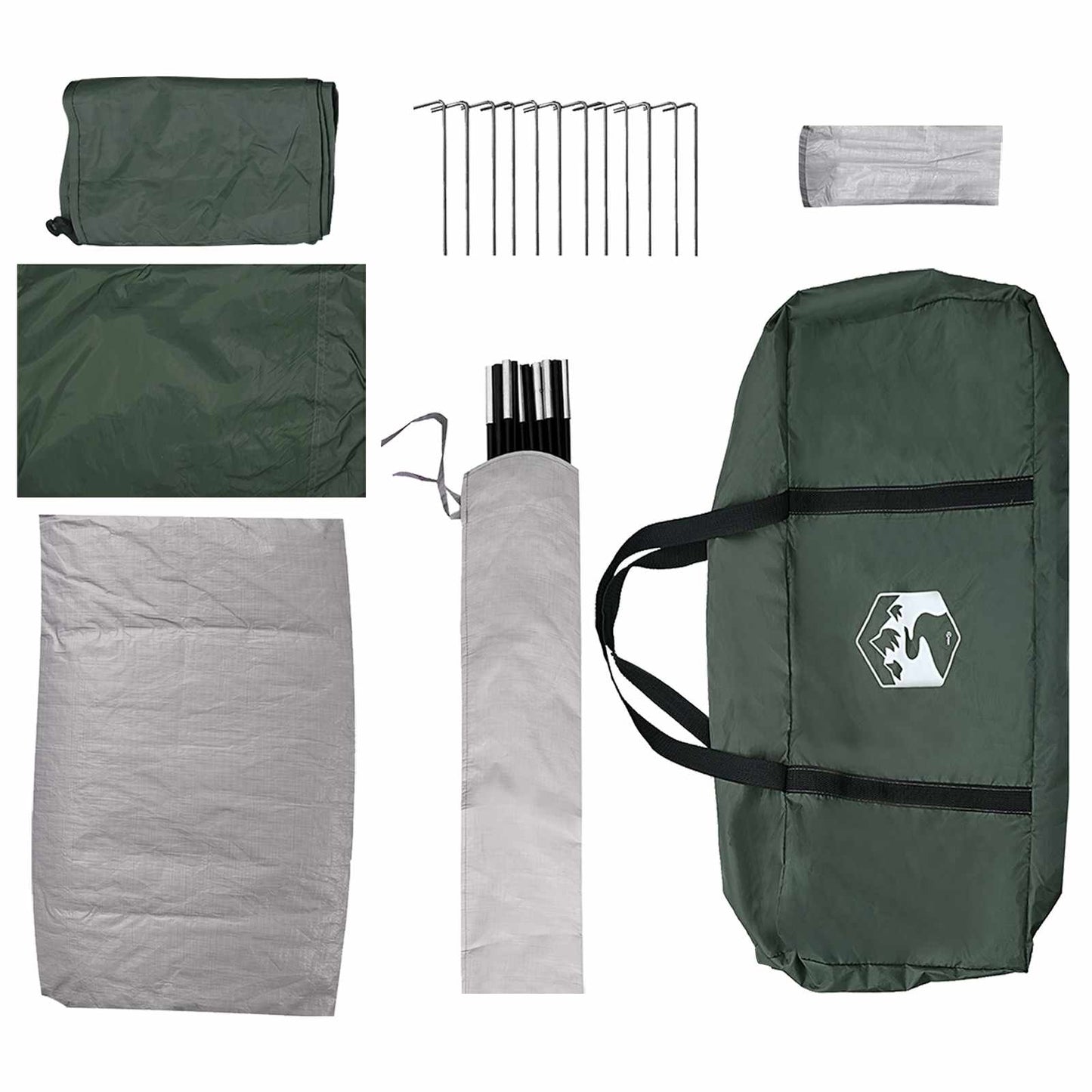 vidaXL Camping Tent 6-Person Army Green Polyester and Steel - 335 x 275 x 180 cm